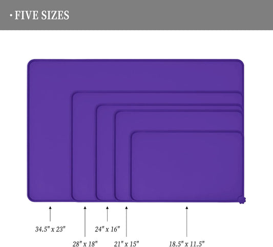 Waterproof Pet Feeding Mat with High Raised Edges, Heavier and Thicker Placemats for Cat Dog Water Bowl with BPA Free, Dogs Cats Food Mats for Messy Drinkers to Prevent Spill and Protect Floors