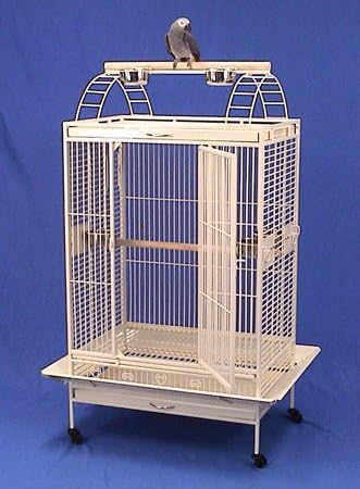 Lani Kai Lodge Playtop Large Bird Cage with Stand - Large Parrot Cage - Perfect for African Greys, Cockatiels, Mini Macaws, Small Cockatoos - 32" W x 22" D x 64" H - Green Vein