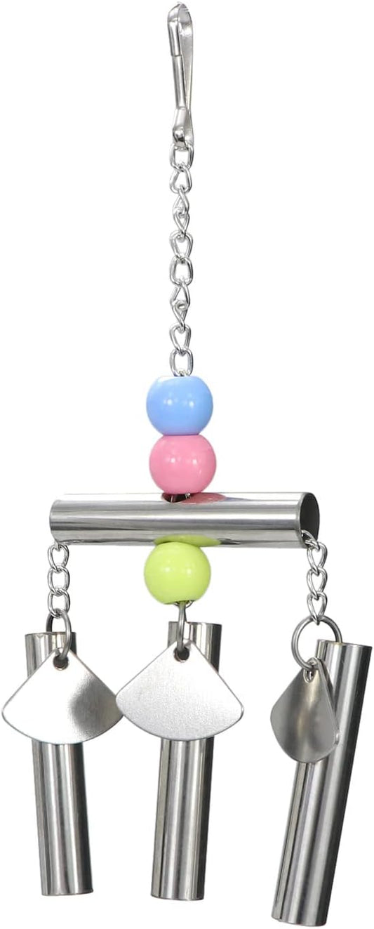 Bird Stainless Steel Bells String Parrot Hanging Chew Toy for Parakeet Cockatiel Cockatoo Conure (Silver)