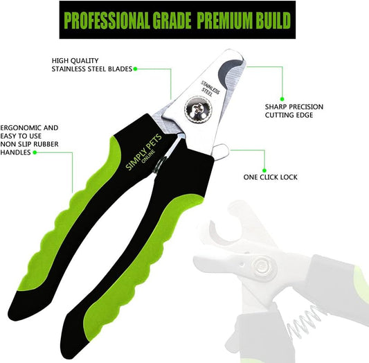 Dog Nail Clippers with Safety Guard - Superior Sharpness - Veterinarian Designed - for Medium and Large Dogs - Professional Stainless Steel Dog Nail Trimmers