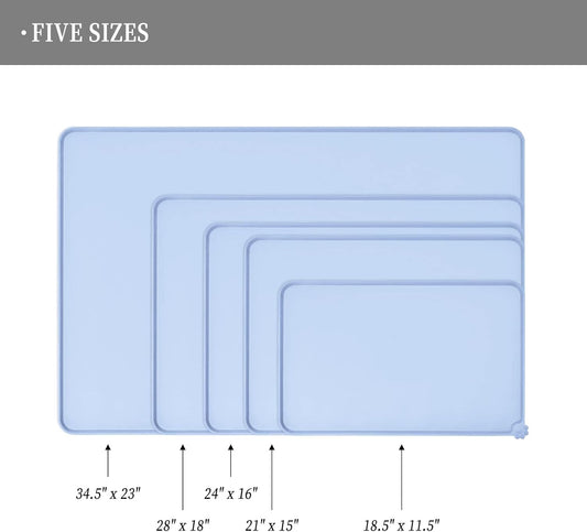 Waterproof Pet Feeding Mat with High Raised Edges, Heavier and Thicker Placemats for Cat Dog Water Bowl with BPA Free, Dogs Cats Food Mats for Messy Drinkers to Prevent Spill and Protect Floors