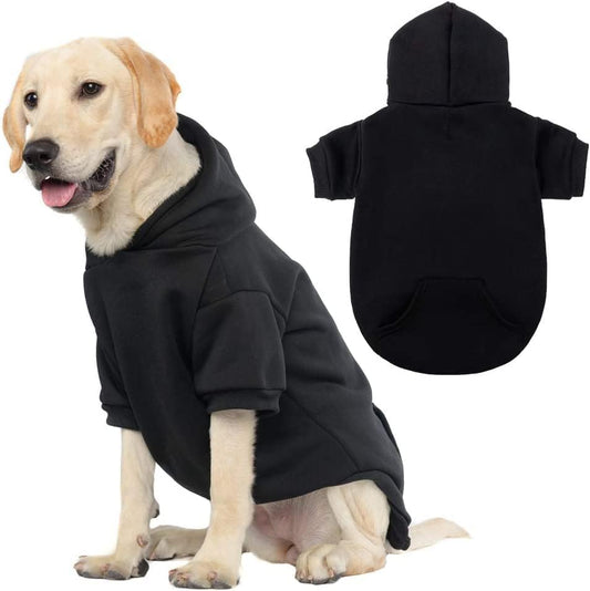 KOOLTAIL Basic Dog Hoodie - Soft and Warm Dog Hoodie Sweater with Leash Hole and Pocket, Dog Winter Coat, Cold Weather Clothes Sweatshirt for Small Medium Large Dogs Puppy Cat Boys Girls Black XL