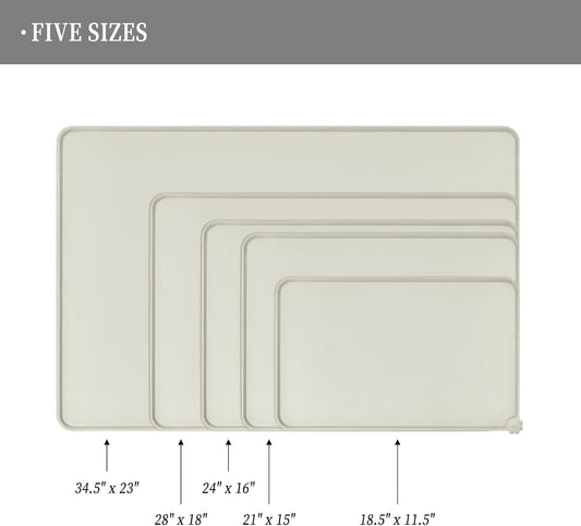Waterproof Pet Feeding Mat with High Raised Edges, Heavier and Thicker Placemats for Cat Dog Water Bowl with BPA Free, Dogs Cats Food Mats for Messy Drinkers to Prevent Spill and Protect Floors