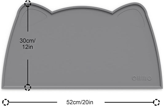 OHMO - Cat Food Mat, Silicone Pet Feeding Mat for Floor Non-Skid Waterproof Dog Water Bowl Tray, Easy to Clean Pet Placemat