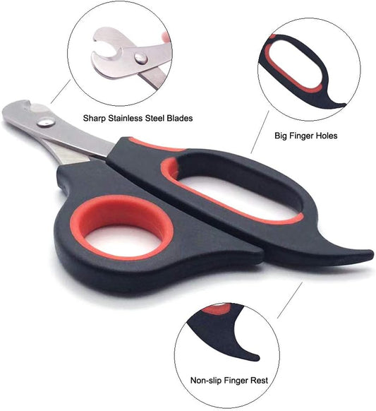 Professional Cat Nail Clippers Trimmer Scissors for Small Breeds, Puppies, Rabbits, and More, Safe Sharp Stainless Steel Blades, Non-Slip Big Handles, Easy at Home Grooming