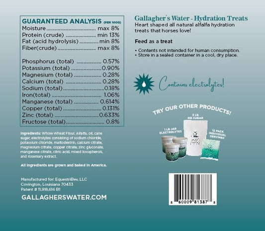 GALLAGHER'S WATER Hydration Treats for Horses. Crunchy Tasty Treats with Electrolytes. 12oz Bag