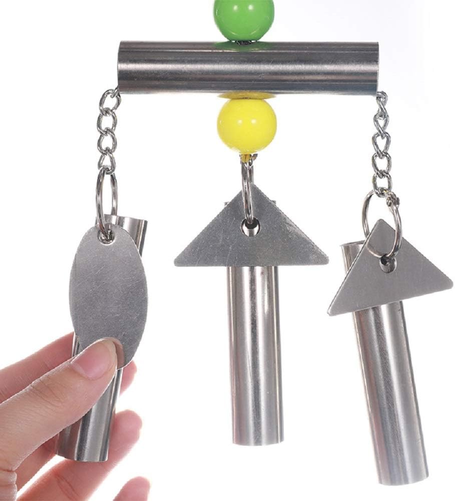 Litewoo Bird Stainless Steel Bell Toys, Safe and Stable Hanging Spoons Pipe Chew Bite Toy(B)
