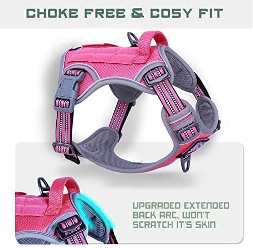BUMBIN Tactical Dog Harness for Small Dogs No Pull, Famous TIK Tok No Pull Puppy Harness, Fit Smart Reflective Pet Walking Harness for Training, Adjustable Dog Vest Harness with Handle Rose Red XS