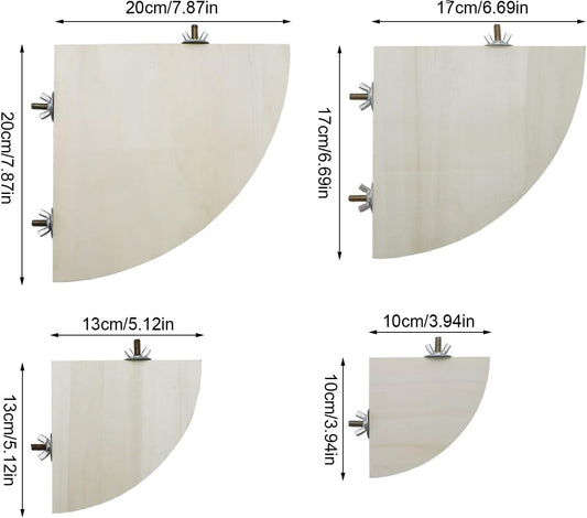 Litewoo Bird Parrot Corner Perch Flat Platform Stand, Easy to Install, Safe and Stable, Smooth Polishing Without Hurting Feet, Solid Hardwood Bird Cage Perches(XL)