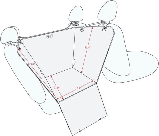 njnj Dog Car Seat Cover for Back Seat - Waterproof Dog Half Hammock for Cars,Scratchproof Pet Backseat Protector,Perdurable,Non-Slip Booster Seat for Small,Medium and Large Dogs