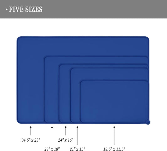 Waterproof Pet Feeding Mat with High Raised Edges, Heavier and Thicker Placemats for Cat Dog Water Bowl with BPA Free, Dogs Cats Food Mats for Messy Drinkers to Prevent Spill and Protect Floors