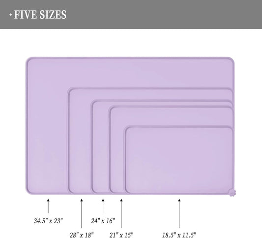 Waterproof Pet Feeding Mat with High Raised Edges, Heavier and Thicker Placemats for Cat Dog Water Bowl with BPA Free, Dogs Cats Food Mats for Messy Drinkers to Prevent Spill and Protect Floors