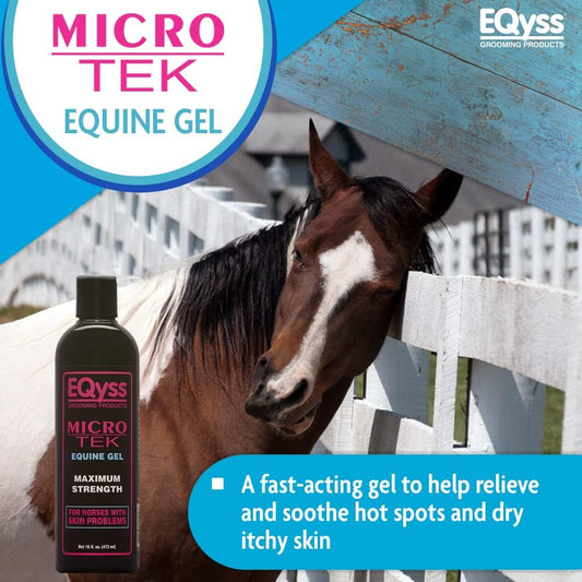 EQyss Micro-Tek Equine Itch Relief Gel - Soothes Irritated Skin, Stops Itching, Scratching, Rubbing - for all Horses, Ponies, Mares, Foals (16 oz)