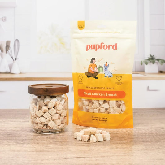 Pupford Freeze Dried Chicken Breast Treat for Dogs & Puppies - Healthy, Natural, Single Ingredient Dog Treats - Made in USA (5.75 oz)