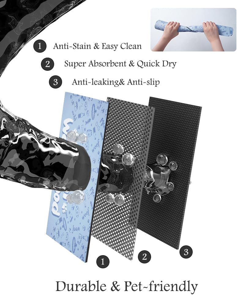 Pet Feeding Mat-Absorbent Dog Mat for Food and Water Bowl-No Stains Quick Dry Water Dispenser Mat-Dog Accessories Pet Supplies-Bowl for Messy Drinkers(PAW,23"x34"