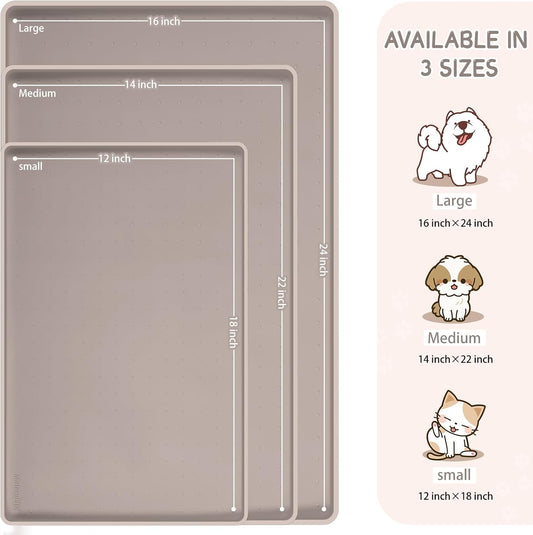 MateeyLife Silicone Cat & Dog Food Mat for Floors Waterproof, Anti-Slip Dog Bowl Mats for Food and Water, Pet Feeding Mats with Lip to Prevent Spills, Pet Placemat for Messy Drinkers to Protect Floors