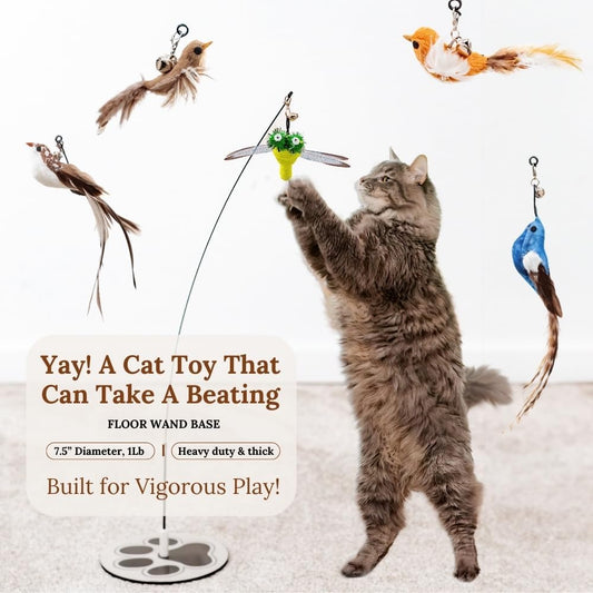 Cat Toys for Bored Indoor Adult Cats Any Surface Base Wand Stimulation Toys for Indoor Cats Cat Feather Toy Cat Feather Cat Toy Wand Juguetes para Gatos Activos Juegos para Gatos