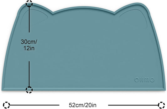 OHMO - Cat Food Mat, Silicone Pet Feeding Mat for Floor Non-Skid Waterproof Dog Water Bowl Tray, Easy to Clean Pet Placemat