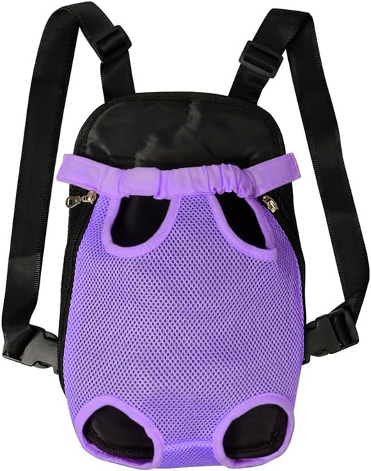 FEimaX Dog Carrier Backpack Pet Legs Out Front Cat Travel Bag, Adjustable Puppy Backpacks Carriers Hands-Free for Small Medium Dogs Cats Hiking Traveling Camping Daily Walking (Small, Purple)
