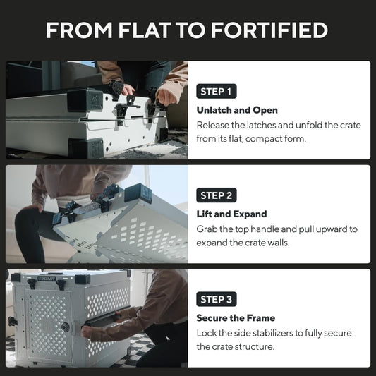 Impact Collapsible Dog Crate - Foldable Hard Crate for Medium Dogs - Heavy Duty Travel Kennel with Powder-Coated Aluminum - Quick Setup for Indoor & Outdoor (Black, 30" (30.5" L x 20.5" W x 26" H))