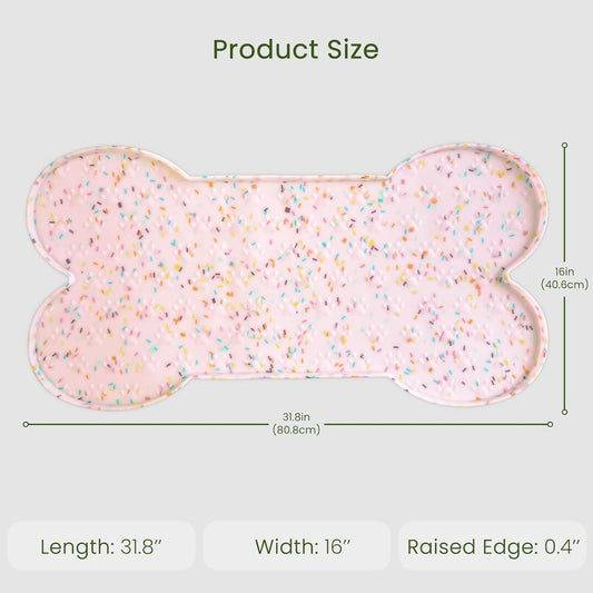 Dog Food Mat Anti-Slip Silicone Dog Bowl Mat Thicker Pet Placemat Waterproof Cat Feeder Pad with Raised Edge Puppy Kitten Feeding Mats Suitable Small Medium-Sized Dogs Cats Eating Tray