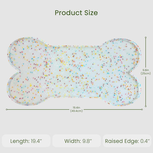 Dog Food Mat Anti-Slip Silicone Dog Bowl Mat Thicker Pet Placemat Waterproof Cat Feeder Pad with Raised Edge Puppy Kitten Feeding Mats Suitable Small Medium-Sized Dogs Cats Eating Tray