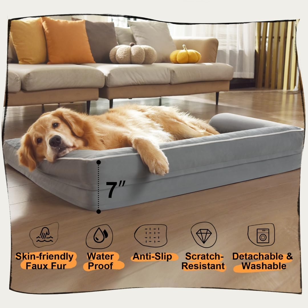 Small Dog Bed Orthopedic Washable Cat Bed Memory Foam Couch Sofa Comfy Pet Beds with Waterproof Removable Cover & Non-Slip Bottom