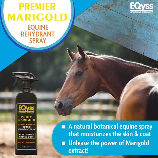 EQyss Premier Marigold Equine Coat Conditioning Spray - Moisturize Horse's Skin & Coat, Add Shine, Detangle, Repel Dirt & Dust, Silicone-Free (32 oz)