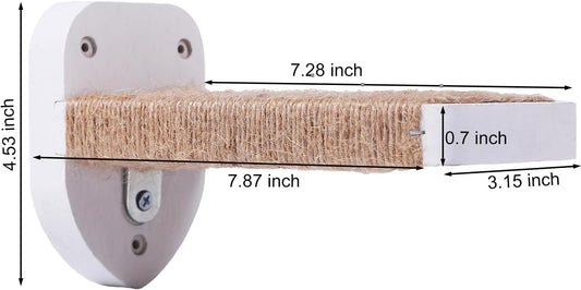 3-in-1 Cat Wall Steps with Hemp Rope, Solid Wood Cat Ladder for Climbing and Playing (Large-White)