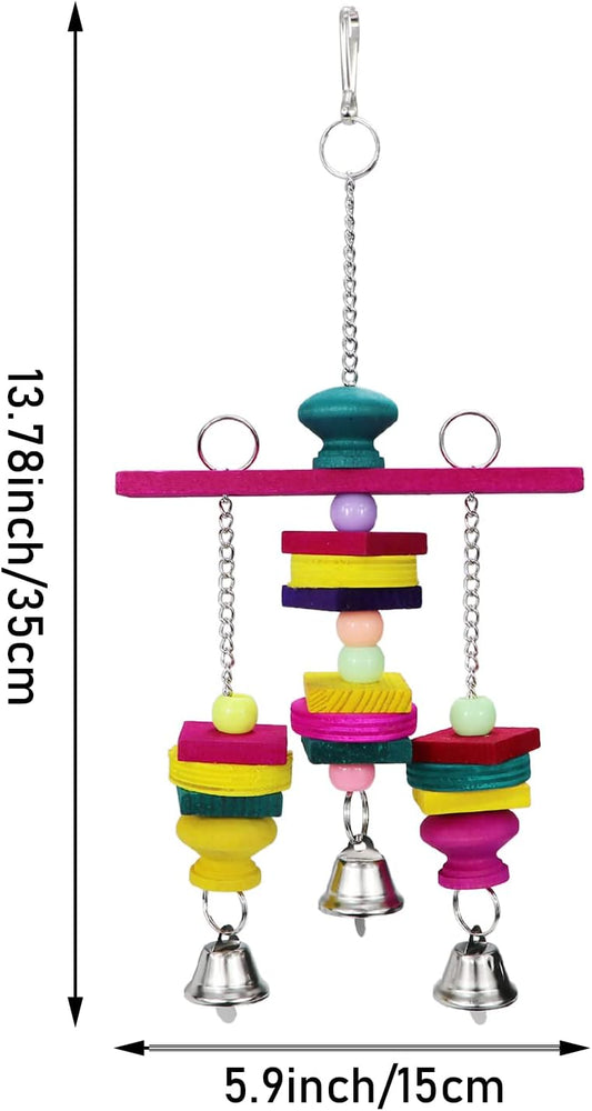 Litewoo Bird Parrot Parakeet Toys, Colorful Bite Wood Swing Toy for Small Medium Parakeet Cockatiel Budgie Cockatoo Macaw Conure Parrot(C)
