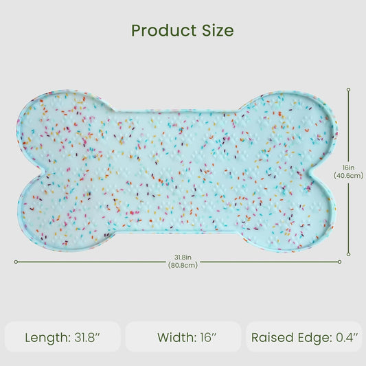 Dog Food Mat Anti-Slip Silicone Dog Bowl Mat Thicker Pet Placemat Waterproof Cat Feeder Pad with Raised Edge Puppy Kitten Feeding Mats Suitable Small Medium-Sized Dogs Cats Eating Tray