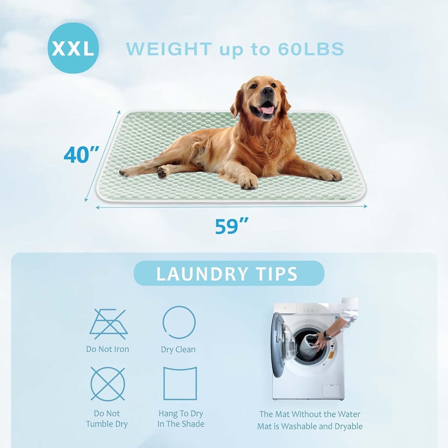 MICROCOSMOS Pet Cooling Mat & Sleeping Pad- Breathable Bubble Surface, EZ Clean. Keep Cooling for Pets, Kids and Adults in Summer.(Green, 59" x 40")