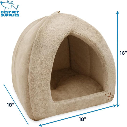 Pet Tent-Soft Bed for Dog and Cat by Best Pet Supplies - Tan, 18" x 18" x H:16"