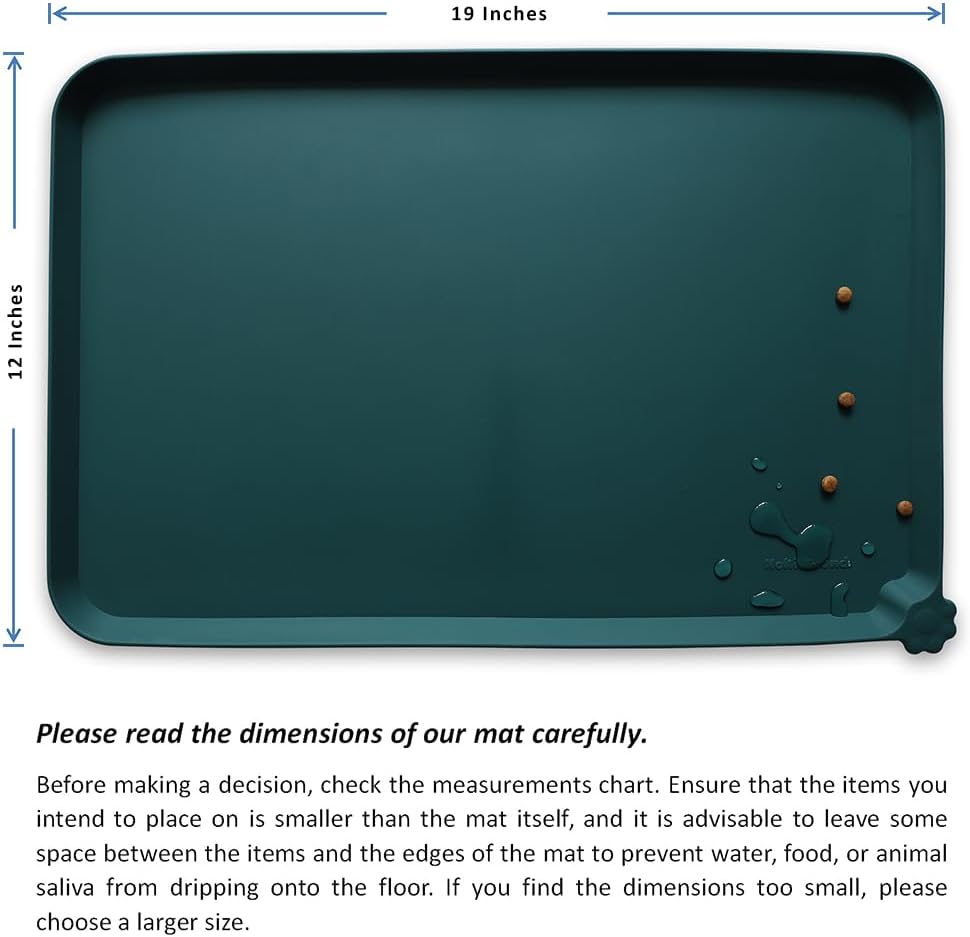 Hoki Found Silicone Pet Food Mats Tray - High-Lips Pet Dog Cat Bowl Mats - Dog Pet Cat Feeding Mat - Waterproof Dog Cat Food Mats -Pet Water Mats for Floors - Dark Cedar