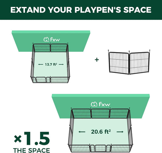 FXW Rollick Unleashed Dog Playpen for Indoor, Yard, RV Camping, 24 inch 2 Panels for Small and Puppy Dogs, BlackāPatented