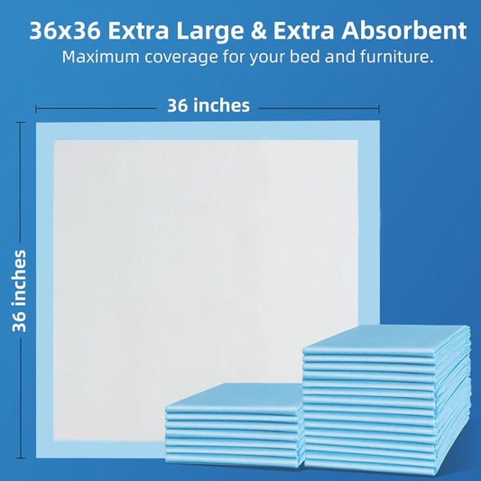 100 Count Extra Large Chucks 36"x36" Thicken Elderly Adults Incontinence Bed Pads Disposable, Heavy Duty Absorbency Underpads Waterproof, XXL Extra Large Puppy Pee Training Pad