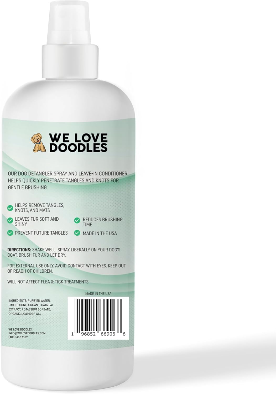 We Love Doodles Dog Detangler Spray - Leave-in Conditioner for Dogs - Dog Detangling Spray - Dematting Spray for Dogs - Tangle Remover - Made in The USA (Lavender)