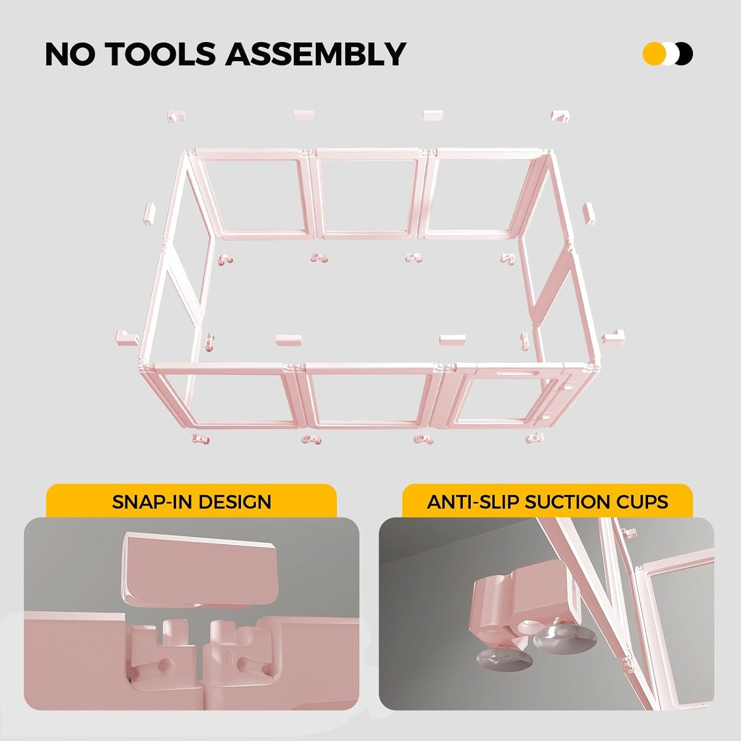 30.3“H 2PCS Extension Kit - Door+Panel, T-Buckles for Compartment, Expandable Clear Dog Play Pen Acrylic Dog Playpen Indoor,for Puppy Cat Bunny Small & Medium Dogs (Pink-30.3" H, 2PCS)