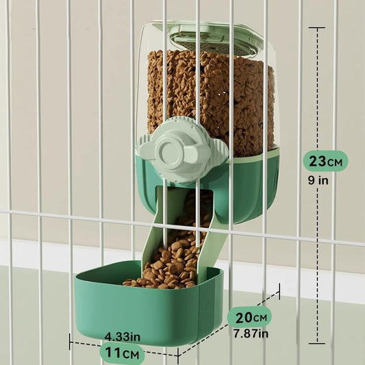 Pet Hanging Automatic Feeders Drinking Bowls,Gravity Rabbit Feeder and Water Set,Cage Cat Food Bowl Feeding Station for Puppy Kitten Chinchilla Hedgehog Guinea Pig Ferret (Green-Food)