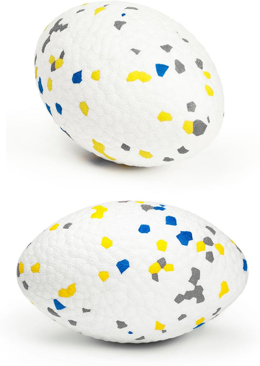 4.72" Indestructible Large Rugby Balls for Aggressive Chewers Durable Olive Bouncy Interactive Football Toy for Dogs Fetch Game Lightweight Floating Outdoor Training, White