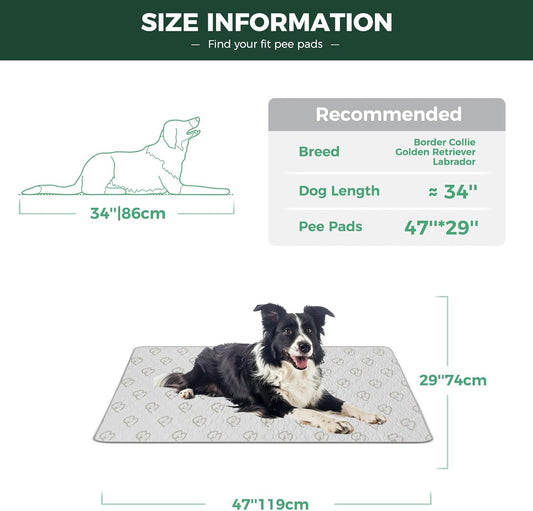FXW Washable Pee Pads for Dogs, Puppy Pads with Super Absorbent, Specifically Designed for 48inch Cages, 47" × 29" Rectangle, Khaki, 1 Pack
