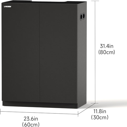 LANDEN Aquarium Wooden Stand and Cabinet for up to 16 Gal Tank, Fish Reptile Sea Salt WaterTank Stand, Nano Foam Leveling Mat Included, W23.6xD11.8xH31.5 in, Wooden Matte Black Painted(Stand Only)