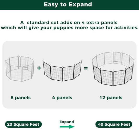 FXW Rollick Unleashed Dog Playpen for Indoor, Yard, RV Camping, 40 inch 4 Panels for Medium and Large Dogs, BlackāPatented