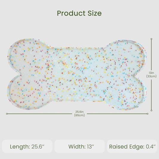 Dog Food Mat Anti-Slip Silicone Dog Bowl Mat Thicker Pet Placemat Waterproof Cat Feeder Pad with Raised Edge Puppy Kitten Feeding Mats Suitable Small Medium-Sized Dogs Cats Eating Tray