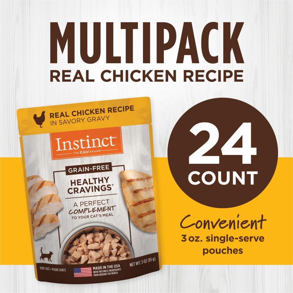 Instinct Healthy Cravings Grain Free Real Chicken Recipe Natural Wet Cat Food Topper by Nature's Variety, 3 Ounce (Pack of 24)