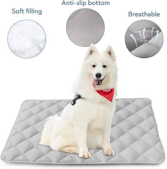 Magik & Kover Dog Crate Pad 2 Pack (36" x 23"), Soft Dog Crate Mat with Anti-Slip Bottom, Machine Washable Kennel Pad, Fits 36 Inch, Grey