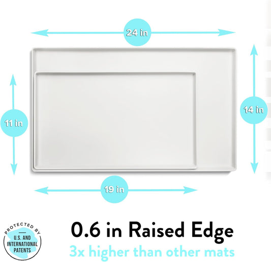 CatGuru Cat Food Mat, Small & Large Pet Placemat, 100% Waterproof Cat Feeding Mat, Silicone Mats for Cats Bowls, Non-Slip Mats for Pet Food and Water Bowl or Fountain (Large, Marshmallow)