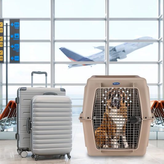 Petmate Ultra Vari Dog Kennel - Portable Crate for Extra Large Dogs 90-125 lbs - Airline-Friendly - Heavy-Duty Plastic Shell - For Home and Travel - Made in USA - 48 Inches - Taupe