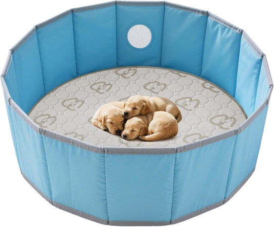 FXW Washable Pee Pads for Dogs, Puppy Pads with Super Absorbent, Specifically Designed for Whelping Box, 32" Round, Khaki, 2 Packs