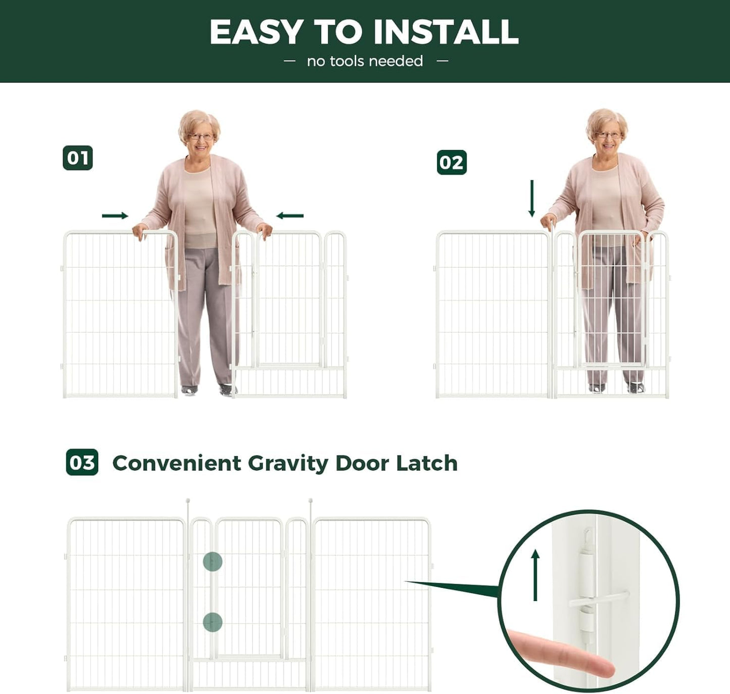 FXW Rollick Unleashed Dog Playpen for Indoor, Yard, RV Camping, 40 inch 24 Panels for Medium and Large Dogs, White│Patented